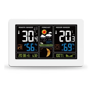 Meteostanice s LCD displejem USB nabíjení bílá