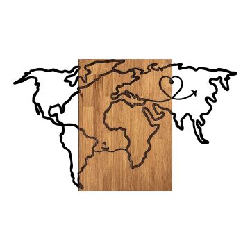 Nástěnná dekorace 118x70 cm mapa dřevo/kov