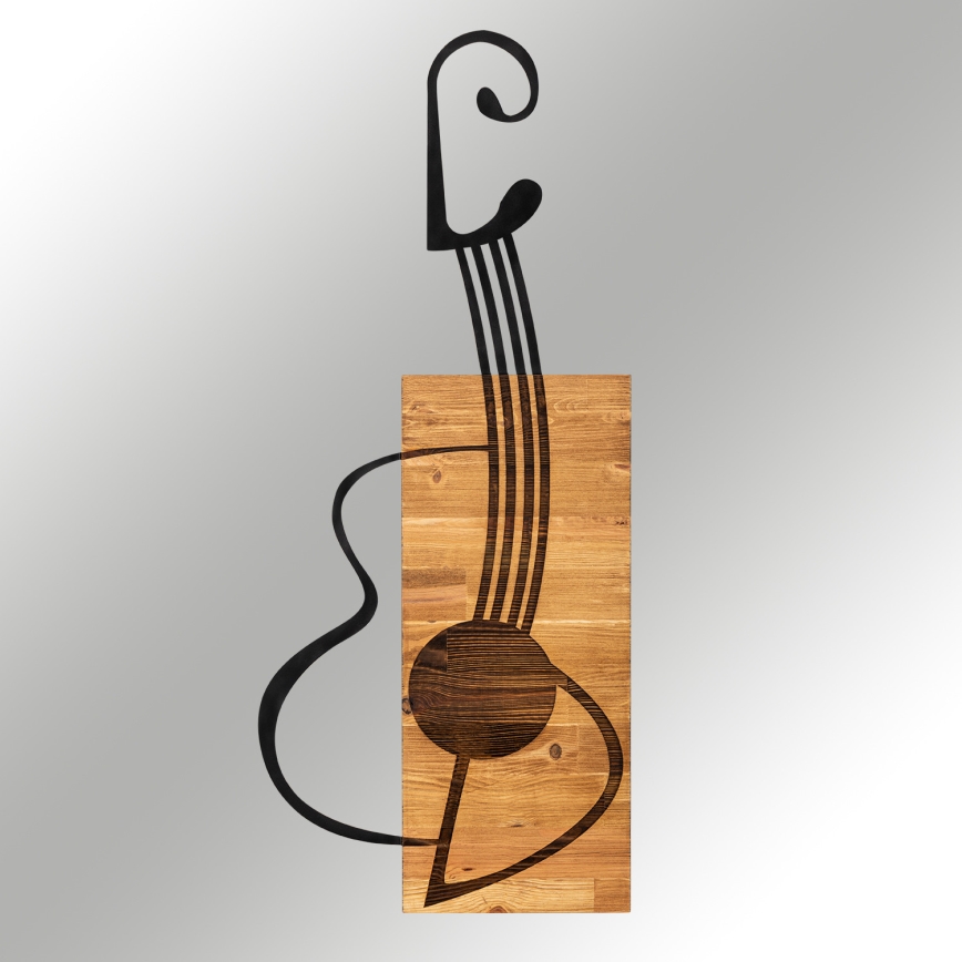 Nástěnná dekorace 39x93 cm kytara dřevo/kov