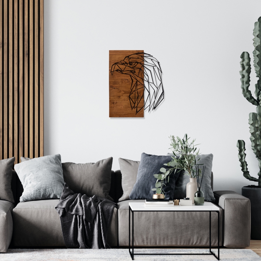 Nástěnná dekorace 47x58 cm orel dřevo/kov