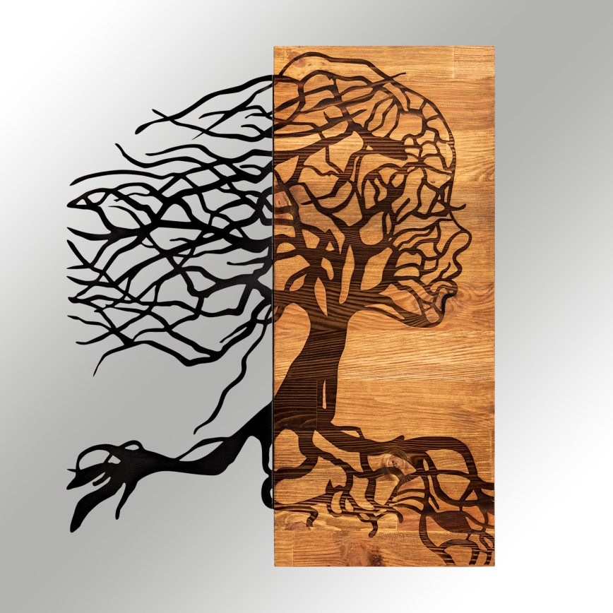 Nástěnná dekorace 47x58 cm strom života dřevo/kov