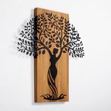 Nástěnná dekorace 54x58 cm strom dřevo/kov