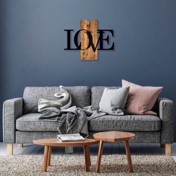 Nástěnná dekorace 58x73 cm láska dřevo/kov