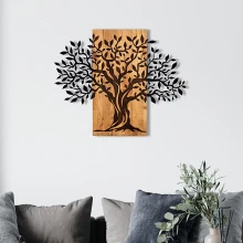 Nástěnná dekorace 72x58 cm strom dřevo/kov