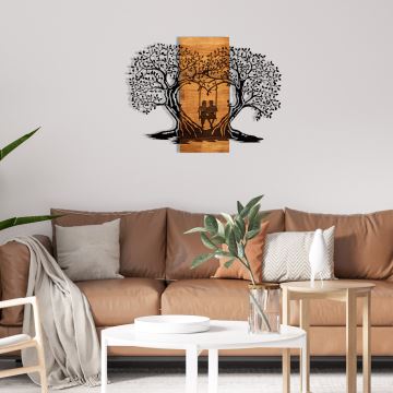 Nástěnná dekorace 76x58 cm stromy dřevo/kov
