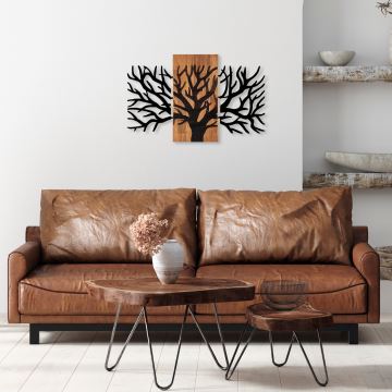 Nástěnná dekorace 96x58 cm strom dřevo/kov