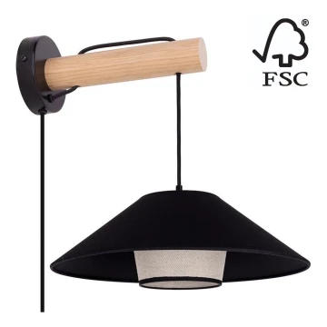 Nástěnná lampa AMIGO 1xE27/25W/230V dub – FSC certifikováno