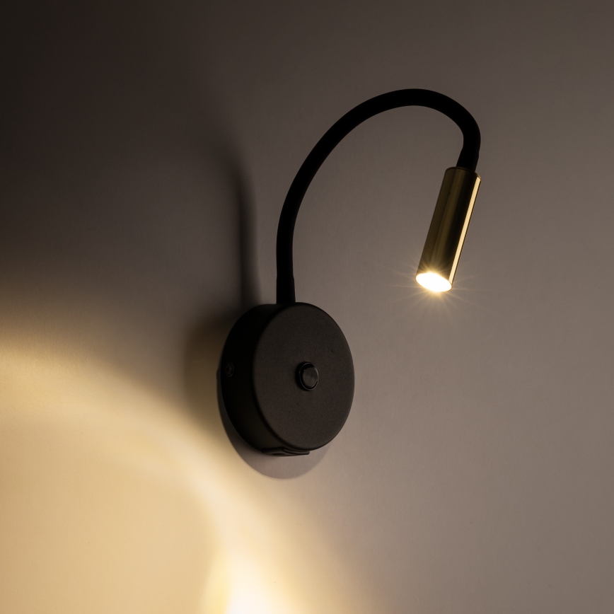 Nástěnná lampa s USB portem LAGOS 1xG9/6W/5V černá/zlatá