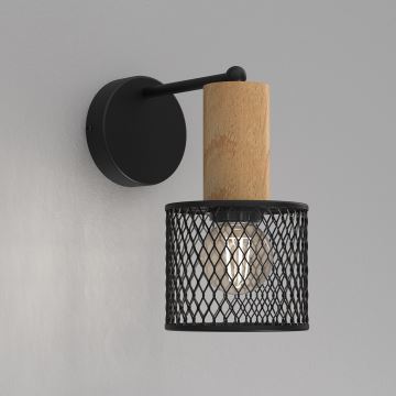 Nástěnná lampa SOBRESA 1xE27/60W/230V černá/dřevo