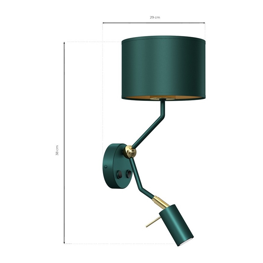 Nástěnná lampa VERDE 1xE27/60W/230V + 1xGU10-MR11/7W zelená