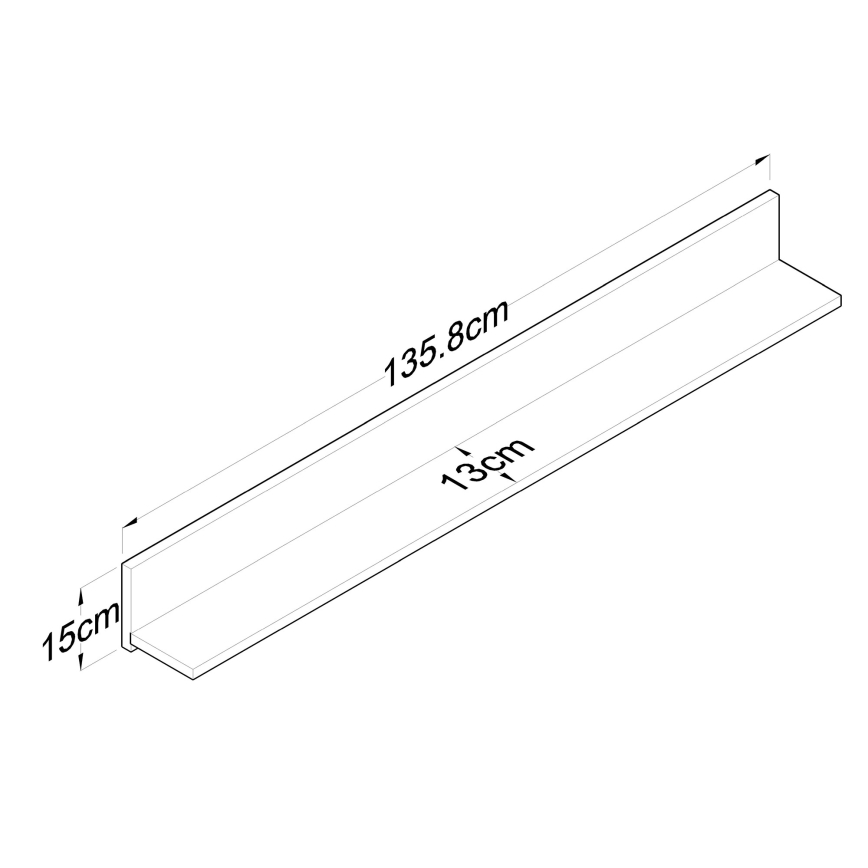 Nástěnná police RANI 135,8x15 cm hnědá