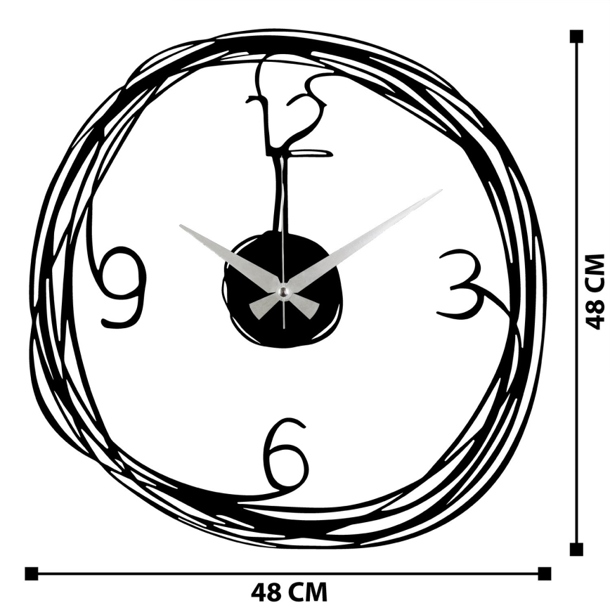 Nástěnné hodiny 48 cm 1xAA černá