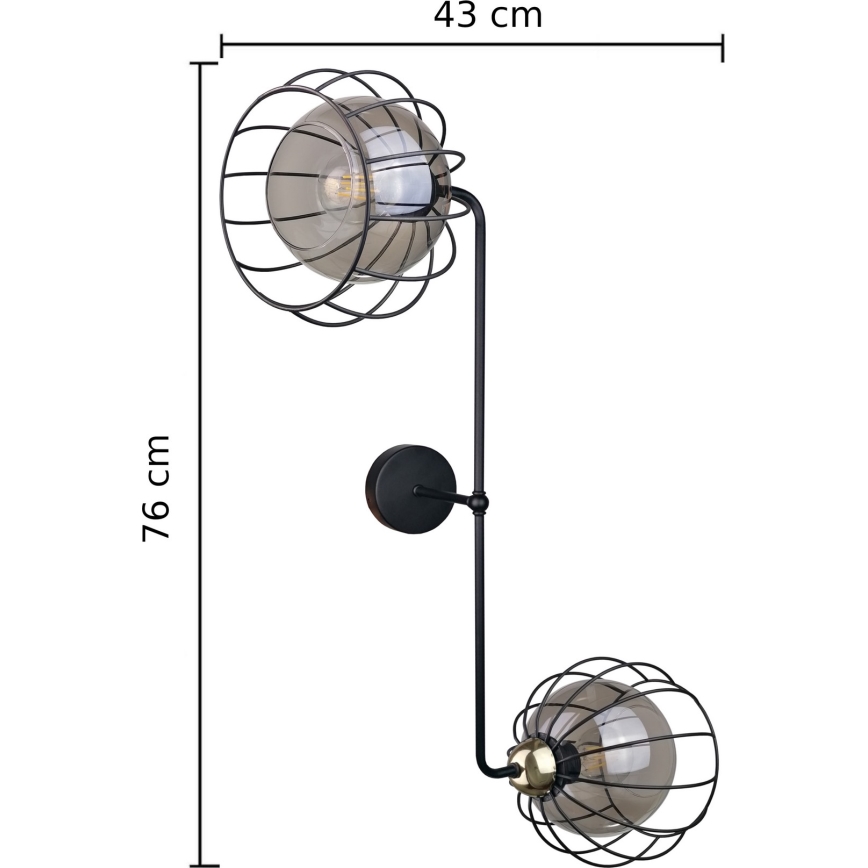 Nástěnné svítidlo SOLO BLACK 2xE27/60W/230V černá/zlatá