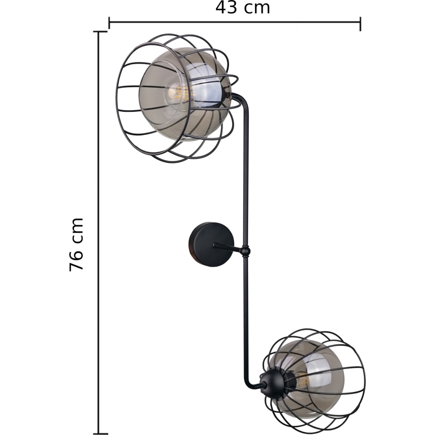 Nástěnné svítidlo SOLO BLACK 2xE27/60W/230V