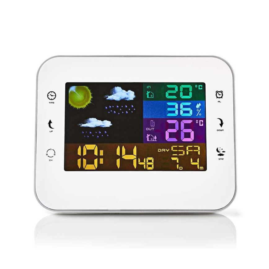 Meteostanice s barevným LCD displejem 230V bílá