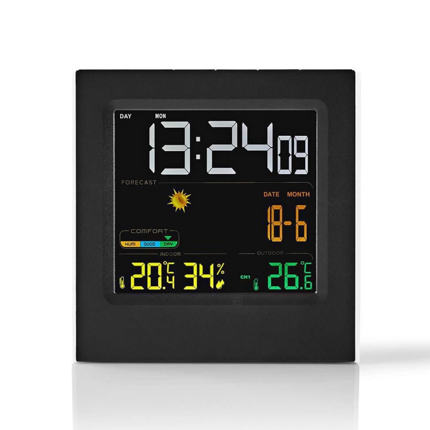 Meteostanice s barevným LCD displejem 230V černá