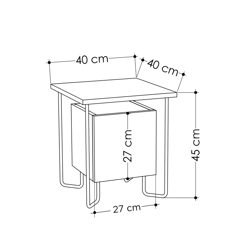 Noční stolek ACRES 45x40 cm béžová