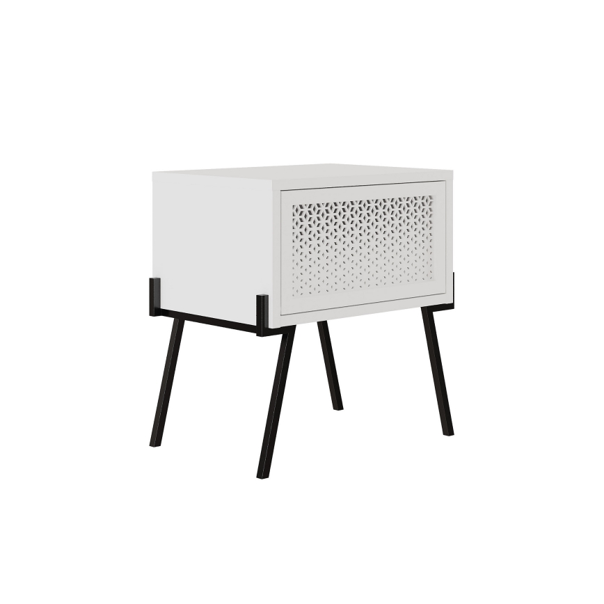 Noční stolek NAIVE 51x48 cm bílá/černá