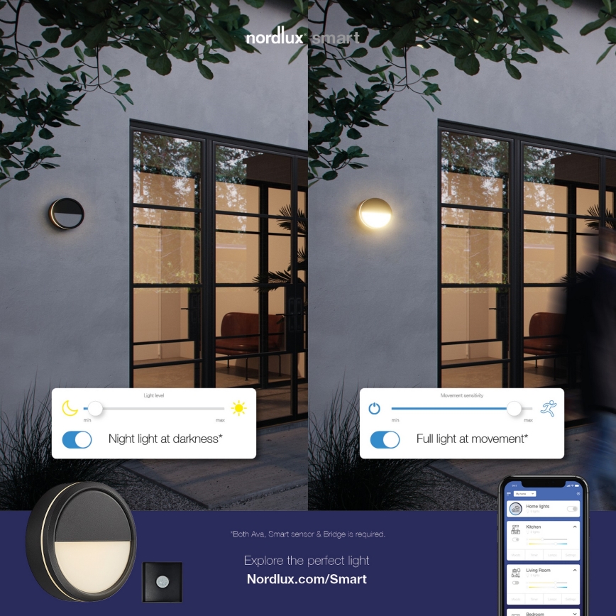 Nordlux - LED Stmívatelné venkovní nástěnné svítidlo AVA SMART LED/9,5W/230V 2700K IP54 černá