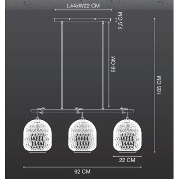 Nordlux - Lustr na lanku HISOKA 3xE27/40W/230V černá/bambus