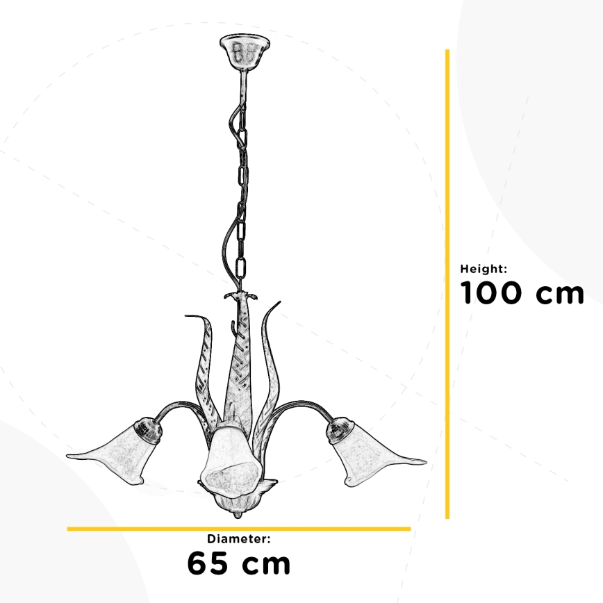 ONLI - Lustr na řetězu ALGA 3xE14/6W/230V bronzová