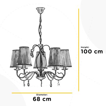 ONLI - Lustr na řetězu DELIA 5xE14/6W/230V