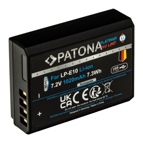 PATONA - Aku Canon LP-E10 1020mAh Li-Ion Platinum USB-C nabíjení
