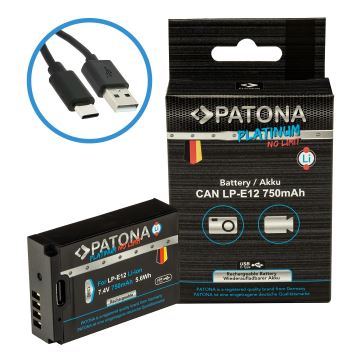 PATONA - Aku Canon LP-E12 750mAh Li-Ion Platinum USB-C nabíjení