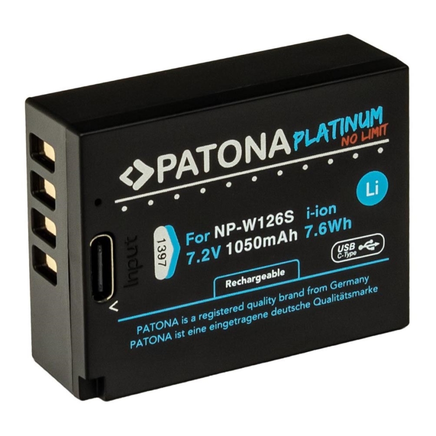 PATONA - Aku Fuji NP-W126S 1050mAh Li-Ion Platinum USB-C nabíjení