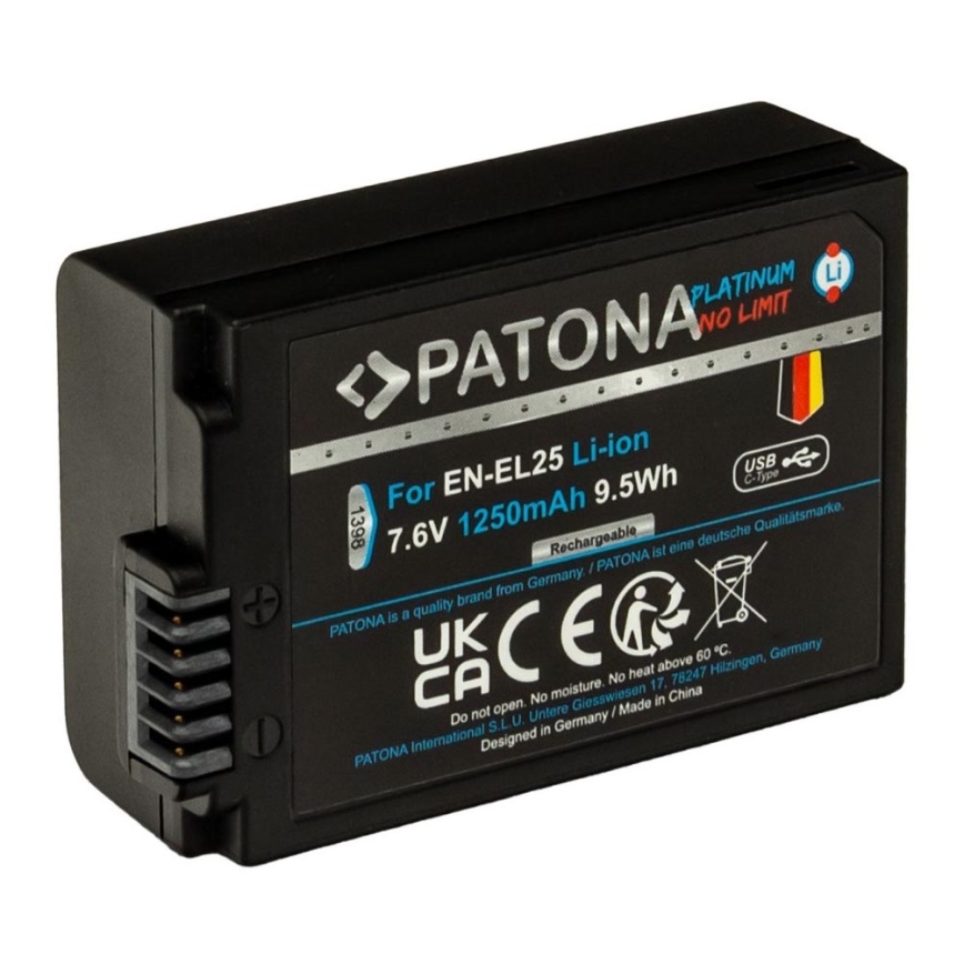 PATONA - Aku Nikon EN-EL25 1250mAh Li-Ion Platinum USB-C nabíjení