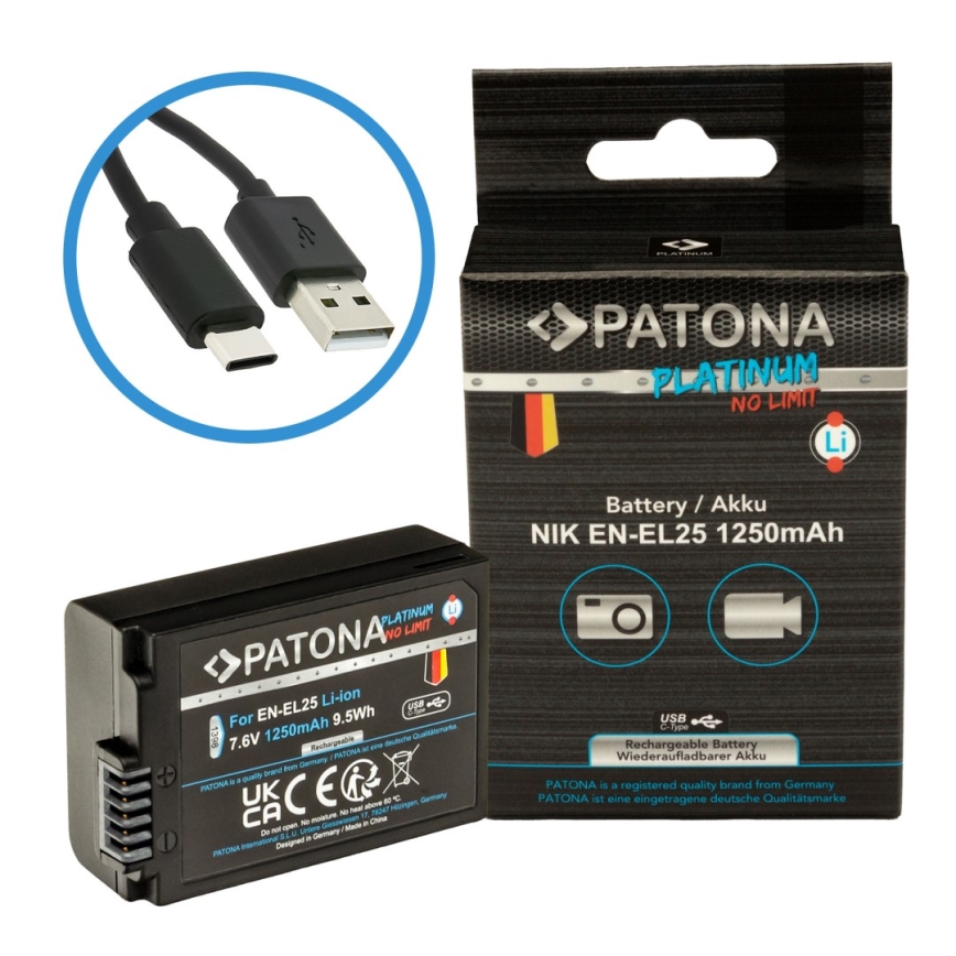 PATONA - Aku Nikon EN-EL25 1250mAh Li-Ion Platinum USB-C nabíjení