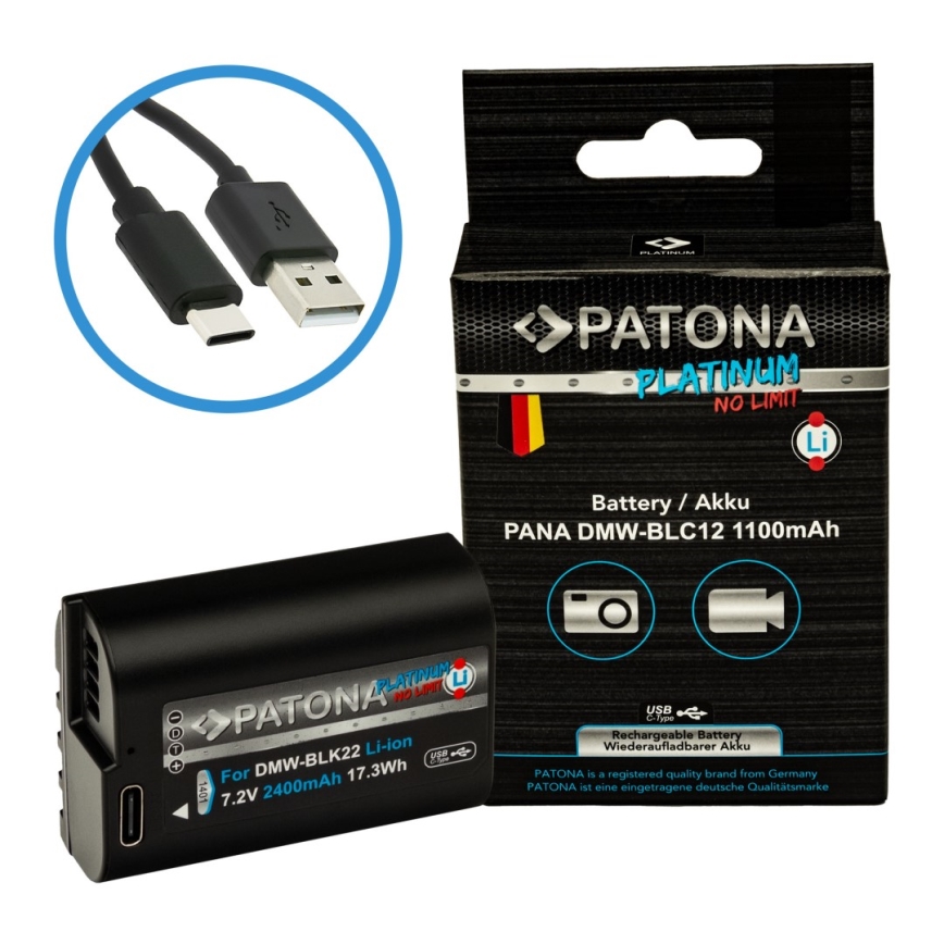 PATONA - Aku Panasonic DMW-BLC12 1100mAh Li-Ion Platinum USB-C nabíjení