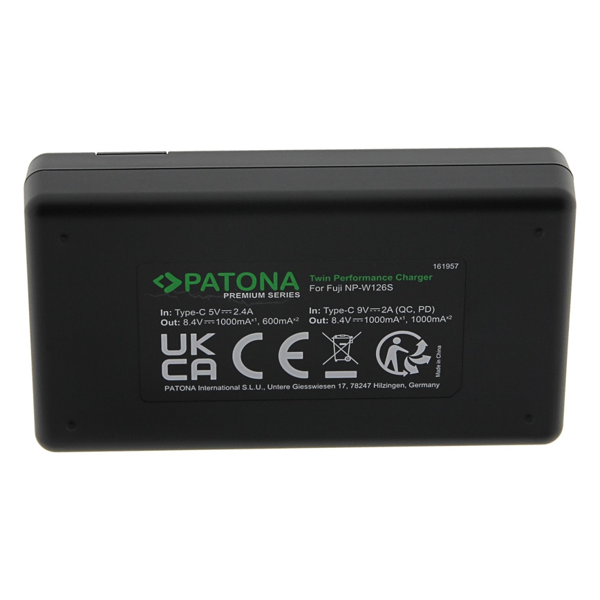 PATONA - Rychlonabíječka Dual Fuji NP-W126 + kabel USB-C 0,6m