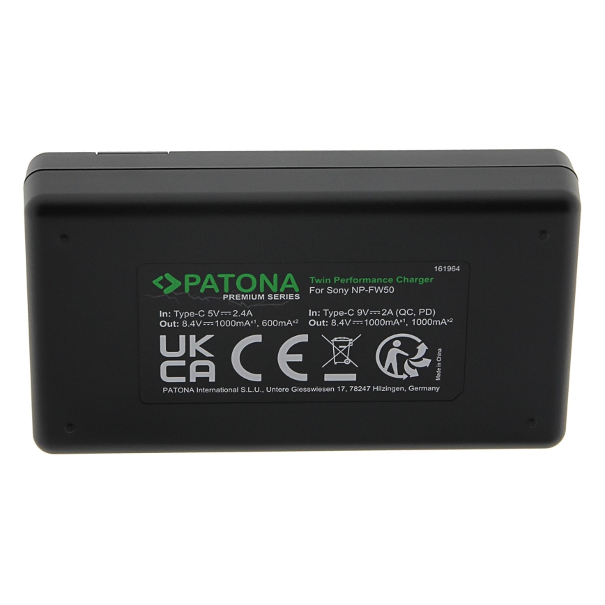 PATONA - Rychlonabíječka Dual Sony NP-FW50 + kabel USB-C 0,6m