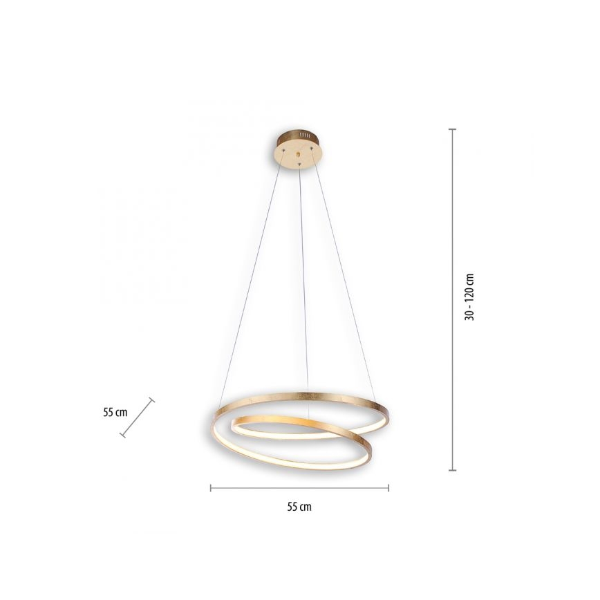 Paul Neuhaus 2472-12 - LED Stmívatelný lustr na lanku ROMAN LED/30W/230V zlatá