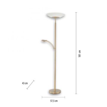 Paul Neuhaus 655-60 - LED Stmívatelná stojací lampa ALFRED 1xLED/28W/230V+1xLED/4W/230V mosaz