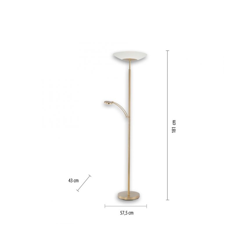 Paul Neuhaus 655-60 - LED Stmívatelná stojací lampa ALFRED 1xLED/28W/230V+1xLED/4W/230V mosaz