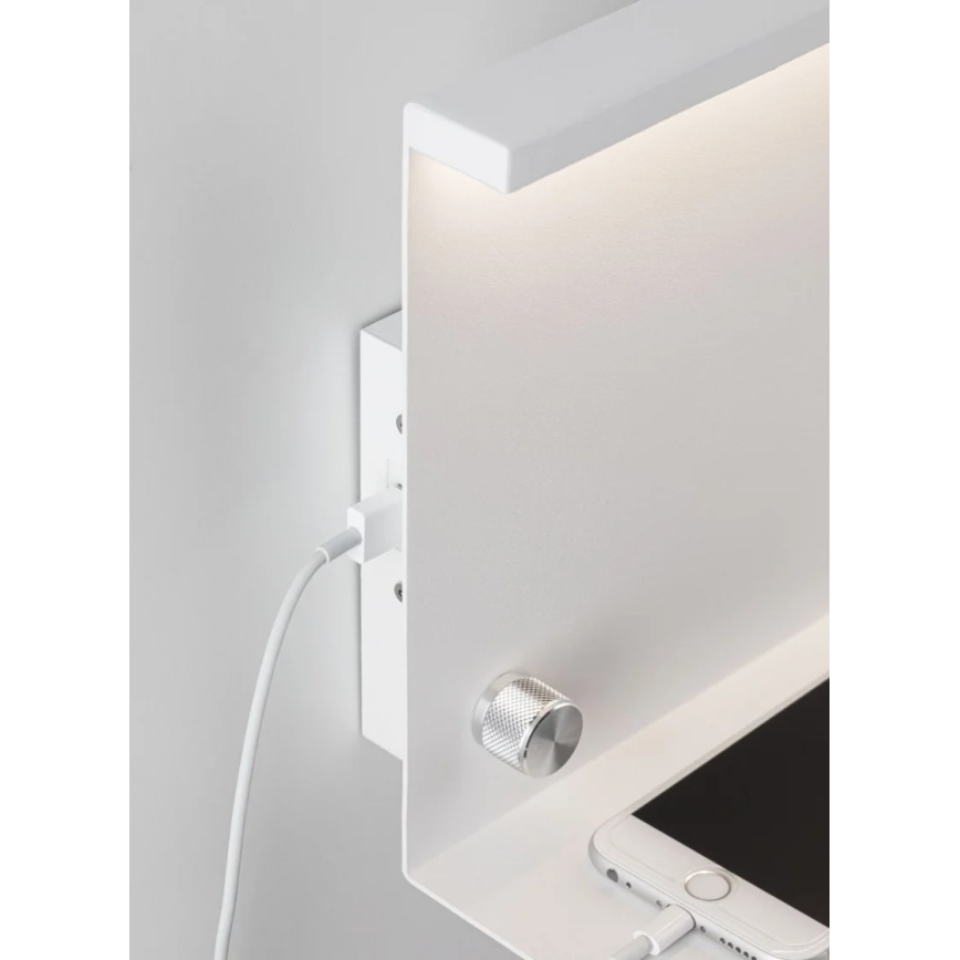 Paulmann 78916 - LED/4,5W Stmívatelné svítidlo s poličkou a USB JARINA 230V bílá