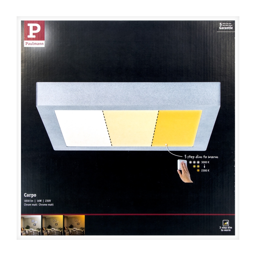 Paulmann 79800 - LED/16W Stropní svítidlo CARPO 230V 2300/2500/3000K