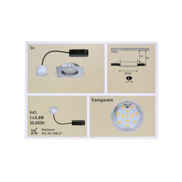 Paulmann 92761 - LED Koupelnové podhledové svítidlo COIN LED/6,8W/230V IP44