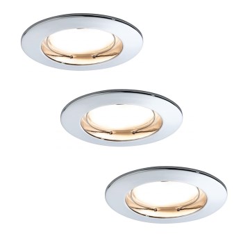 Paulmann 92829 - SADA 3x LED/6,8W IP44 Koupelnové stmívatelné podhledové svítidlo COIN 230V