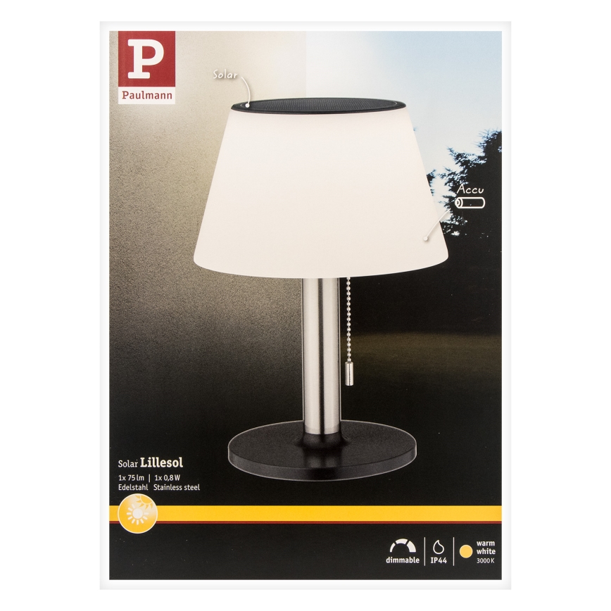 Paulmann 94309 - LED/0,8W IP44 Stmívatelná solární lampa LILLESOL 3,7V