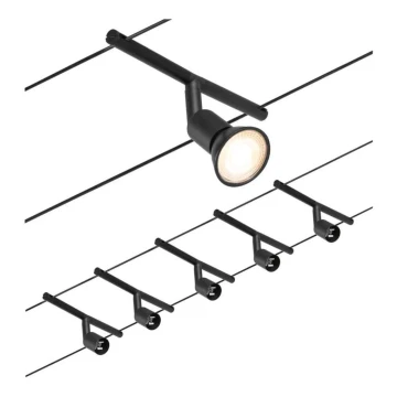 Paulmann 94446 - SADA 5xGU5,3/10W Bodové svítidlo do lankového systému SALT 230V černá