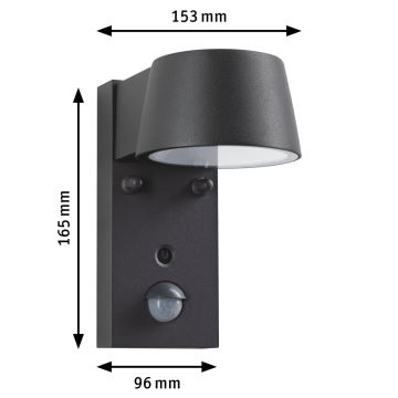 Paulmann 94714 - LED/6W IP44 Venkovní nástěnné svítidlo se senzorem CAPERA 230V 2200/3000K