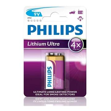 Philips 6FR61LB1A/10 - Lithiová baterie 6LR61 LITHIUM ULTRA 9V 600mAh