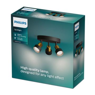 Philips - Bodové svítidlo CONDUIT 3xGU10/5W/230V černá/mosaz