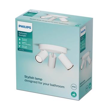 Philips - Koupelnové bodové svítidlo IDRIS 3xGU10/5W/230V IP44 bílá
