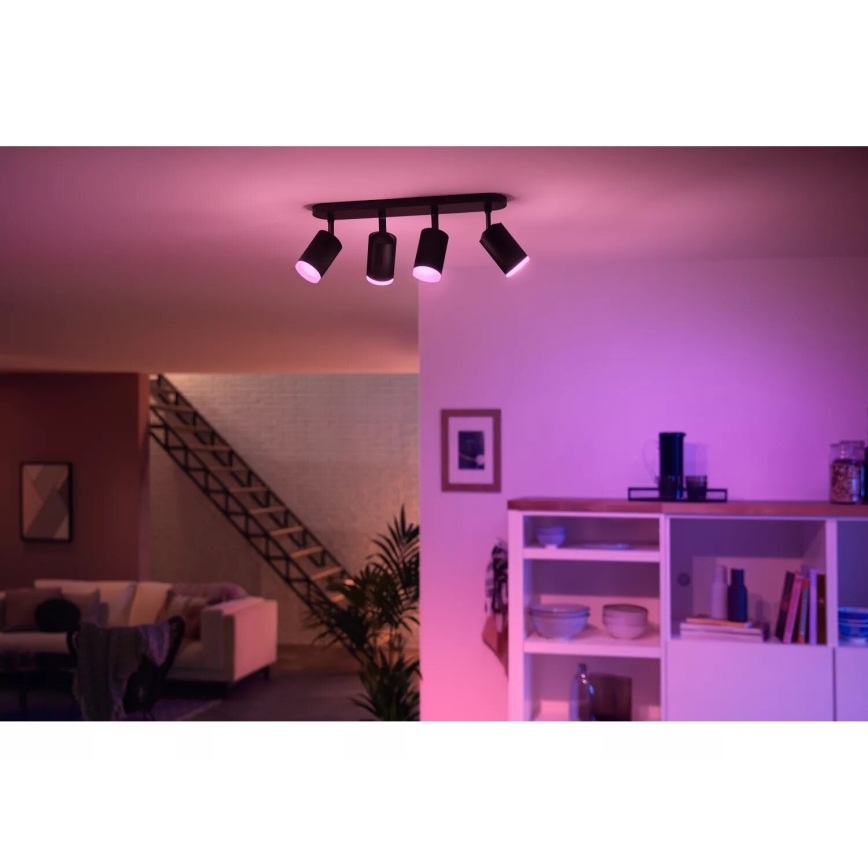 Philips - LED RGBW Stmívatelné bodové svítidlo Hue FUGATO 4xGU10/4,2W/230V 2000-6500K černá