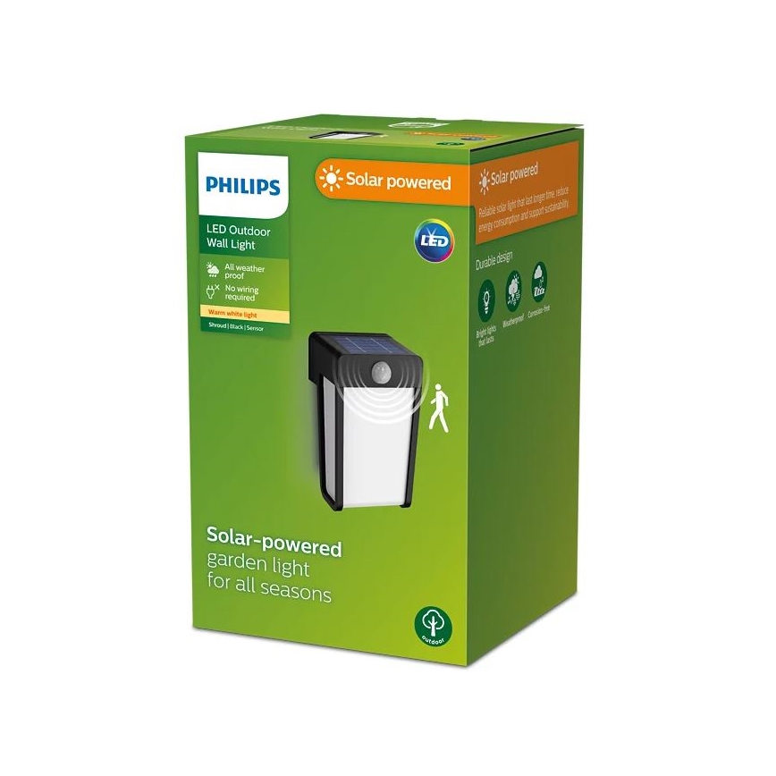 Philips - LED Solární nástěnné svítidlo se senzorem SHROUD LED/2,3W/3,7V IP44