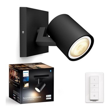 Philips - LED Stmívatelné bodové svítidlo Hue RUNNER 1xGU10/4,2W/230V 2200-6500K + dálkové ovládání černá